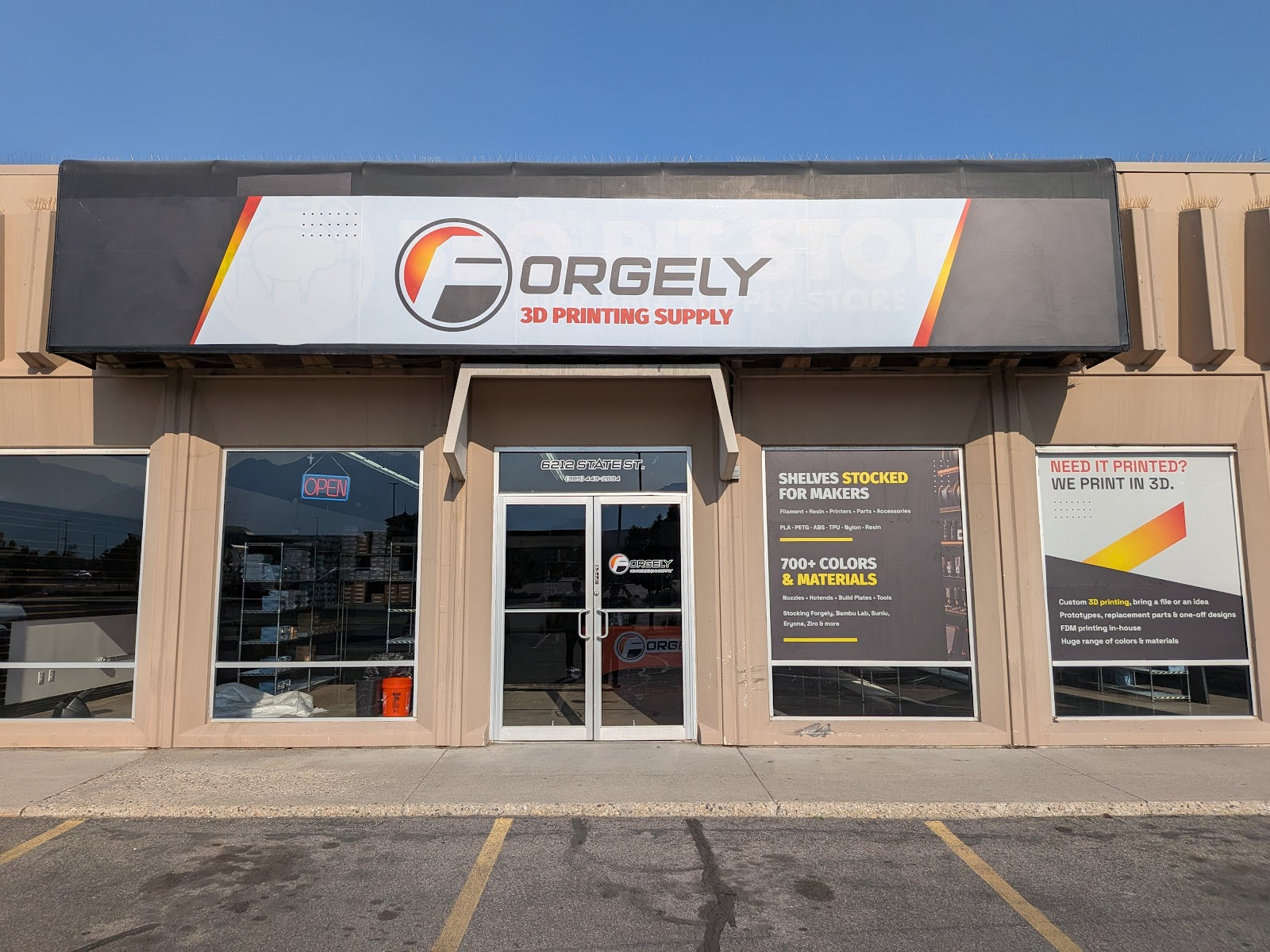 Forgely 3D printing store in Murray, Utah — storefront